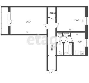2-к квартира, вторичка, 54м2, 6/9 этаж