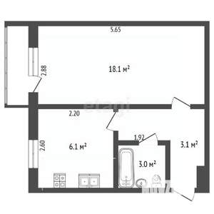 1-к квартира, вторичка, 32м2, 2/5 этаж