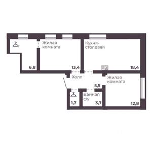 2-к квартира, вторичка, 62м2, 4/17 этаж