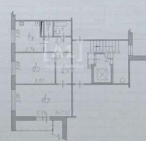 2-к квартира, вторичка, 50м2, 1/9 этаж