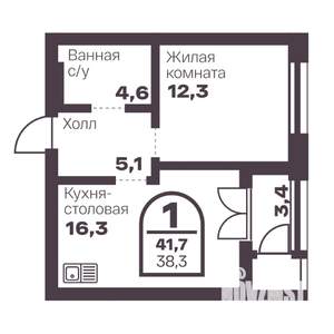 1-к квартира, вторичка, 38м2, 1/24 этаж