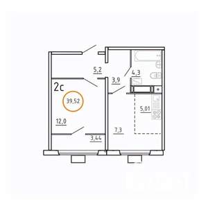 1-к квартира, строящийся дом, 40м2, 8/16 этаж