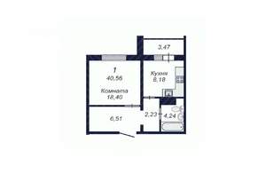 1-к квартира, вторичка, 41м2, 9/16 этаж