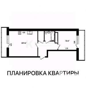 1-к квартира, вторичка, 36м2, 9/9 этаж