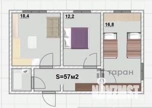2-к квартира, вторичка, 57м2, 3/10 этаж