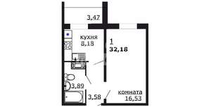 1-к квартира, вторичка, 32м2, 3/10 этаж
