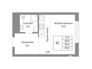 Студия квартира, строящийся дом, 29м2, 13/29 этаж