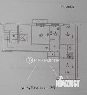3-к квартира, вторичка, 64м2, 4/9 этаж