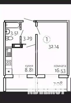 1-к квартира, вторичка, 32м2, 9/10 этаж