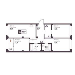 3-к квартира, вторичка, 86м2, 7/18 этаж