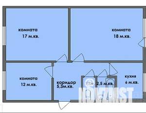 3-к квартира, вторичка, 62м2, 1/5 этаж