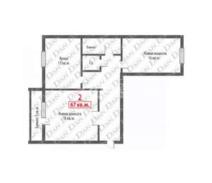 2-к квартира, вторичка, 64м2, 10/10 этаж