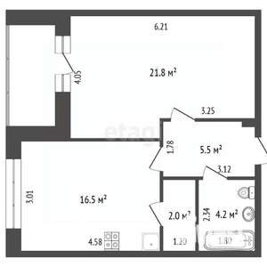 1-к квартира, вторичка, 52м2, 10/23 этаж