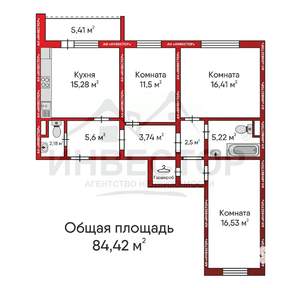 4-к квартира, вторичка, 85м2, 8/18 этаж