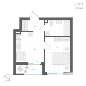 1-к квартира, вторичка, 32м2, 3/11 этаж