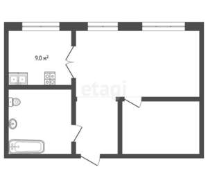 2-к квартира, вторичка, 48м2, 1/5 этаж