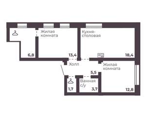 2-к квартира, вторичка, 62м2, 2/17 этаж