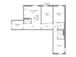 4-к квартира, строящийся дом, 78м2, 9/10 этаж