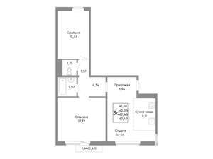 3-к квартира, вторичка, 62м2, 5/10 этаж