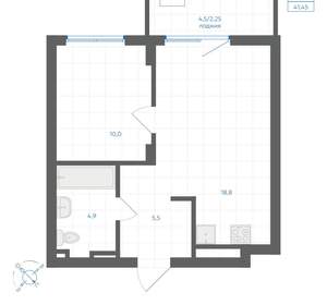 1-к квартира, вторичка, 41м2, 4/18 этаж