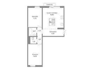 3-к квартира, строящийся дом, 57м2, 9/10 этаж