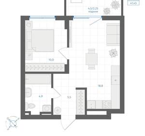 1-к квартира, вторичка, 41м2, 4/18 этаж