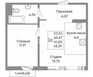 2-к квартира, вторичка, 41м2, 3/10 этаж