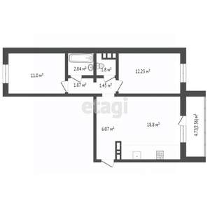 3-к квартира, вторичка, 62м2, 6/10 этаж