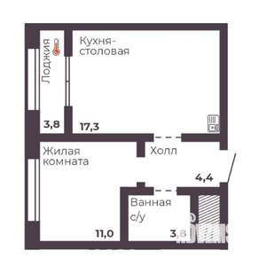 1-к квартира, вторичка, 37м2, 9/17 этаж