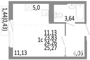 Студия квартира, строящийся дом, 24м2, 8/10 этаж
