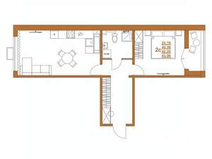 1-к квартира, строящийся дом, 42м2, 3/8 этаж