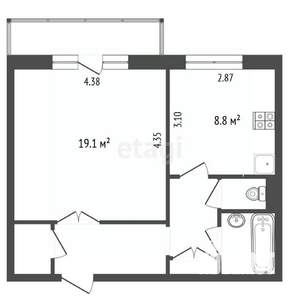 1-к квартира, вторичка, 41м2, 6/10 этаж