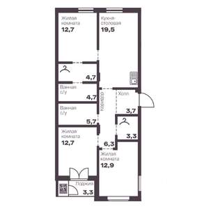 3-к квартира, вторичка, 86м2, 2/8 этаж