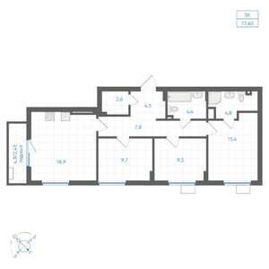 3-к квартира, вторичка, 78м2, 7/10 этаж