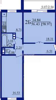 2-к квартира, вторичка, 57м2, 5/10 этаж