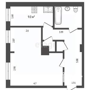 1-к квартира, вторичка, 42м2, 1/4 этаж