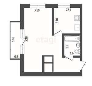 1-к квартира, вторичка, 32м2, 4/5 этаж