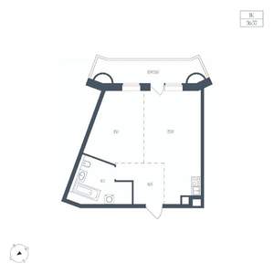 1-к квартира, вторичка, 57м2, 2/7 этаж