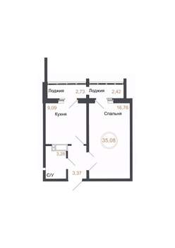 1-к квартира, вторичка, 35м2, 15/16 этаж