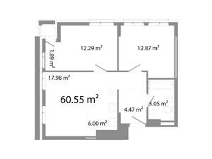 3-к квартира, строящийся дом, 61м2, 22/23 этаж