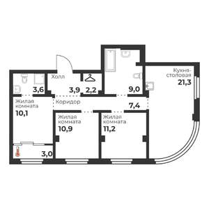 3-к квартира, вторичка, 80м2, 2/23 этаж
