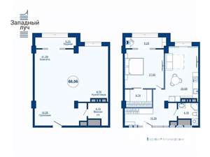 2-к квартира, вторичка, 66м2, 12/25 этаж