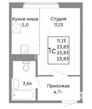 Студия квартира, вторичка, 24м2, 6/10 этаж