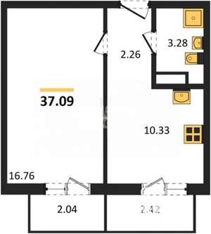 1-к квартира, вторичка, 37м2, 5/16 этаж