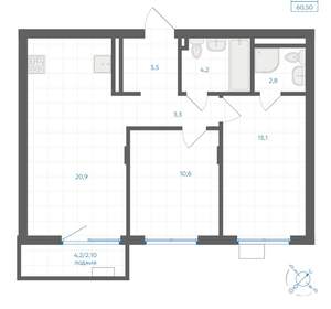 2-к квартира, вторичка, 61м2, 6/18 этаж