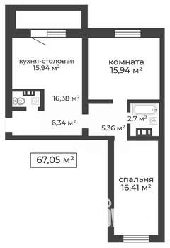 2-к квартира, вторичка, 65м2, 8/10 этаж
