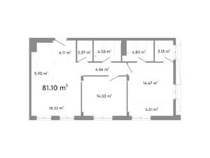 2-к квартира, строящийся дом, 81м2, 2/11 этаж