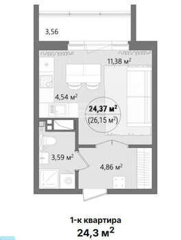 Студия квартира, вторичка, 24м2, 5/24 этаж