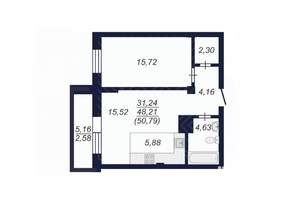 2-к квартира, вторичка, 51м2, 2/14 этаж