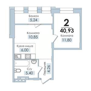 2-к квартира, вторичка, 41м2, 8/10 этаж